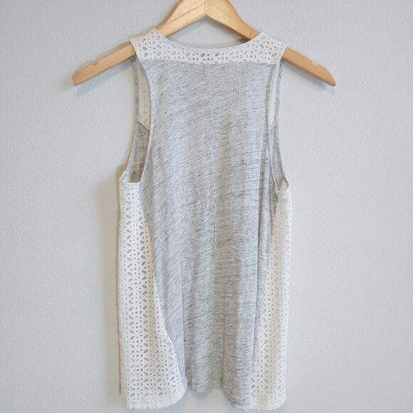 J. Crew Linen Eyelet Lace Tank Top Sz S Beachy Summer Festival Casual Breezy - Picture 5 of 8